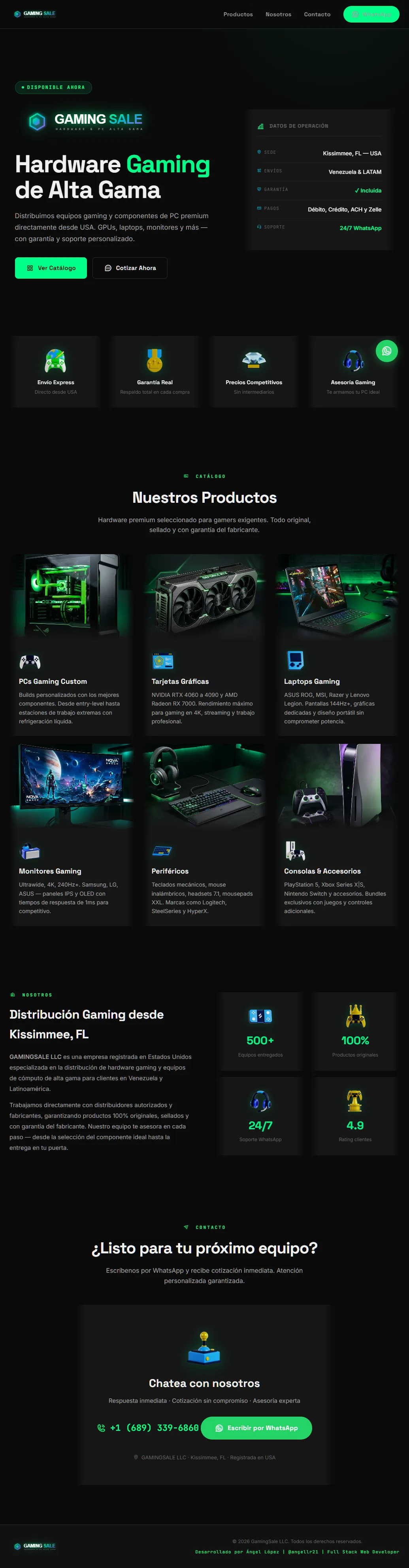 GamingSale — Marketplace de gaming con catálogo de productos, sistema de carrito, filtros avanzados y checkout. Construido con Vite + React para máximo rendimiento.