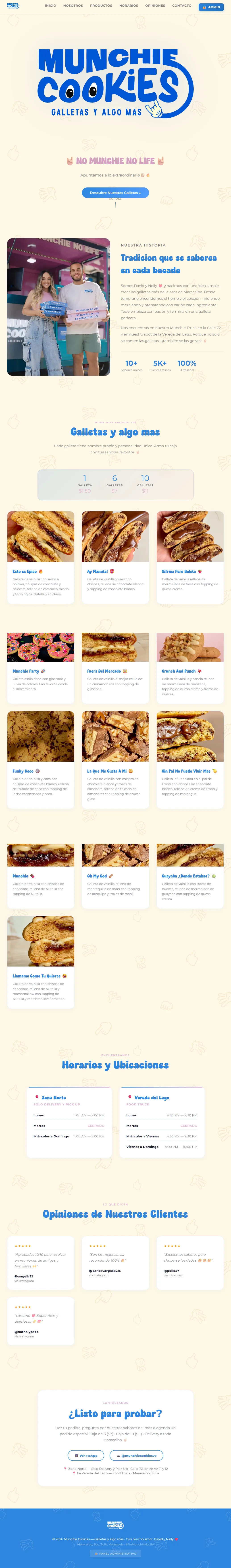 Munchie Cookies — Sistema POS con CRM de clientes, historial de compras, captura de emails para marketing, reset de datos verificado y landing page premium. Supabase + Vanilla JS.
